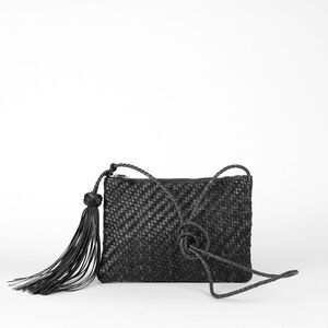 NWOT Allan K Pouchette Black Woven Leather Handmade